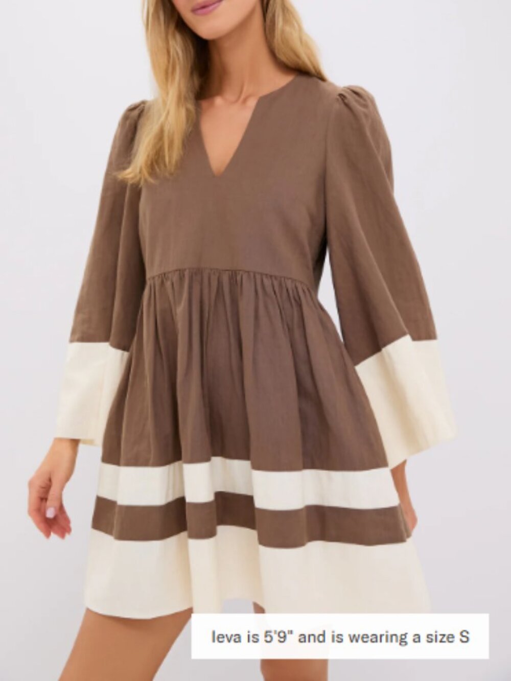 NWT Tuckernuck Mocha and Cream Cotton Linen Izzie Dress Size Large